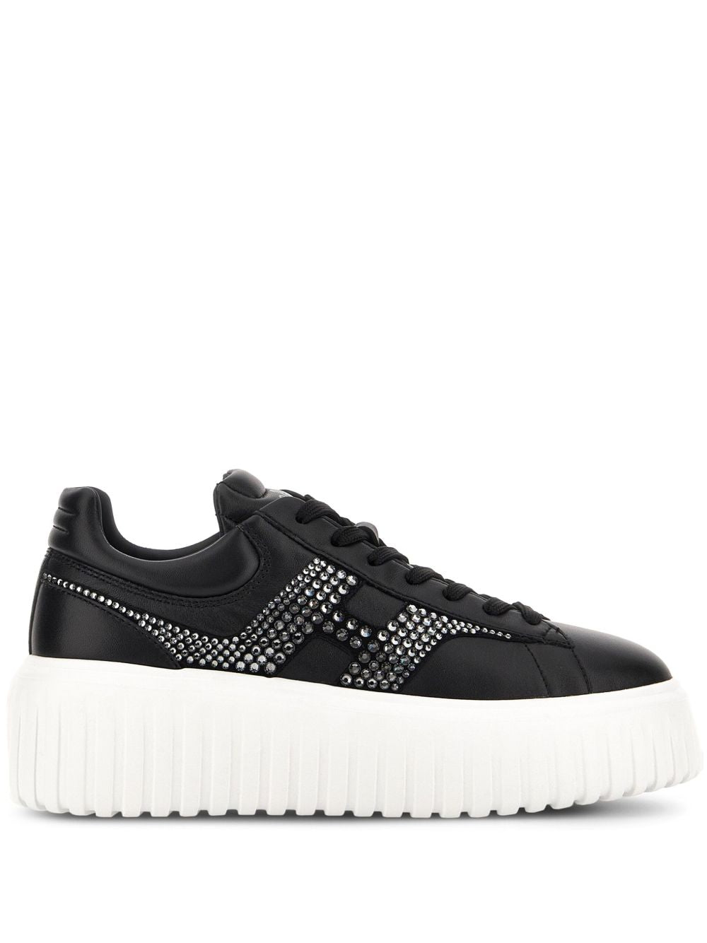 HOGAN PRE H-Stripes Leather Sneakers - Black