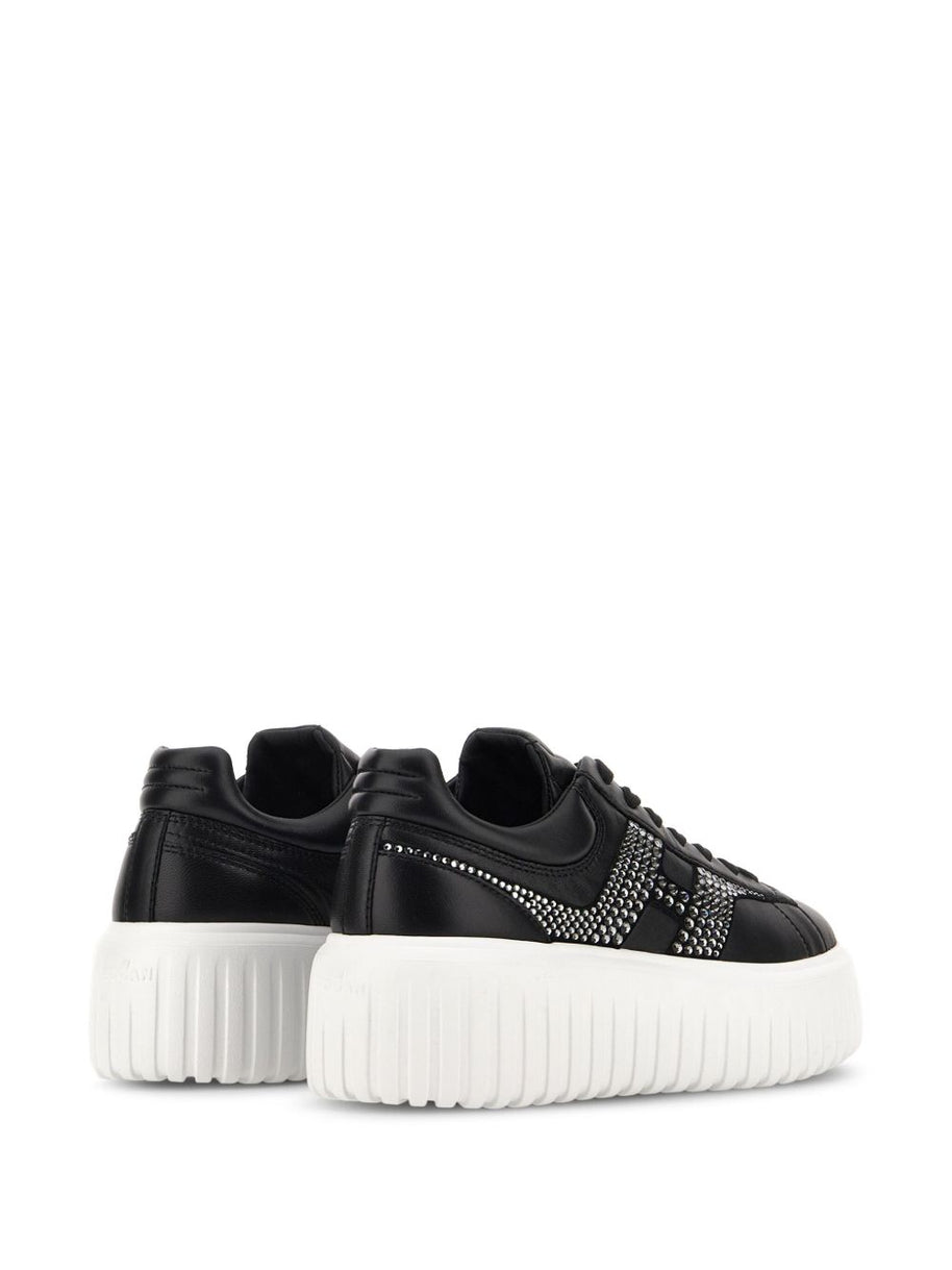HOGAN PRE H-Stripes Leather Sneakers - Black