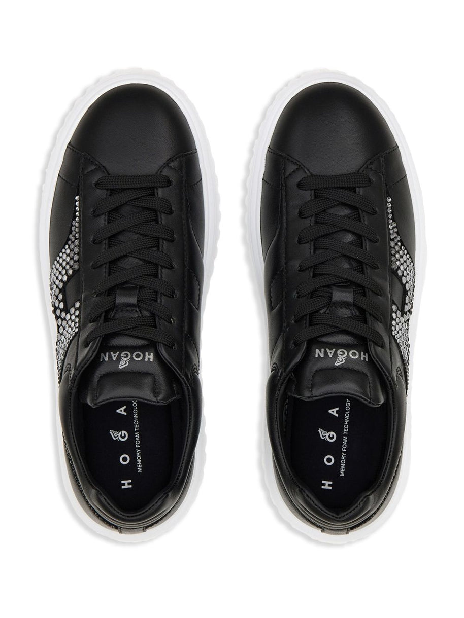 HOGAN PRE H-Stripes Leather Sneakers - Black