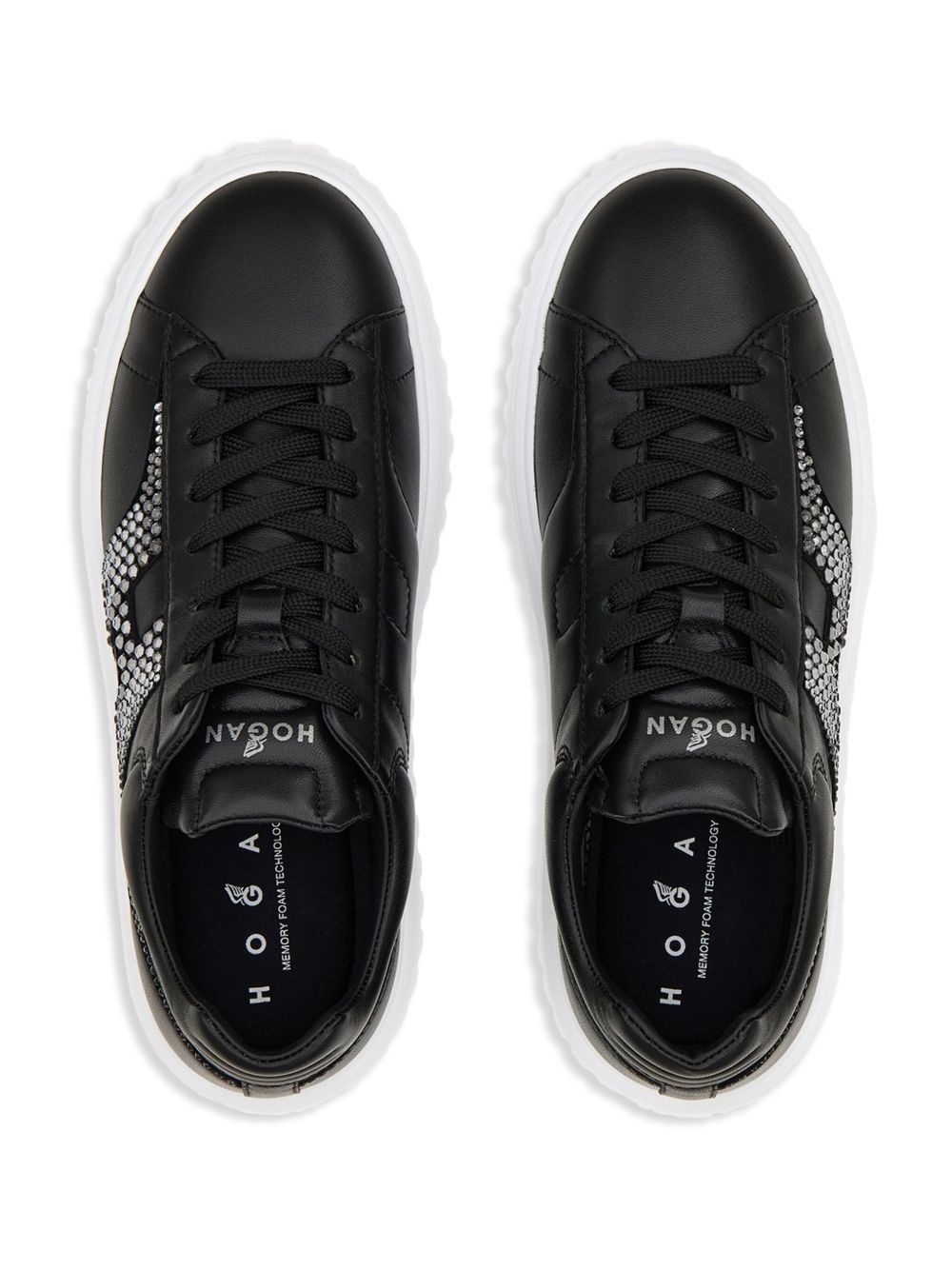 HOGAN PRE H-Stripes Leather Sneakers - Black