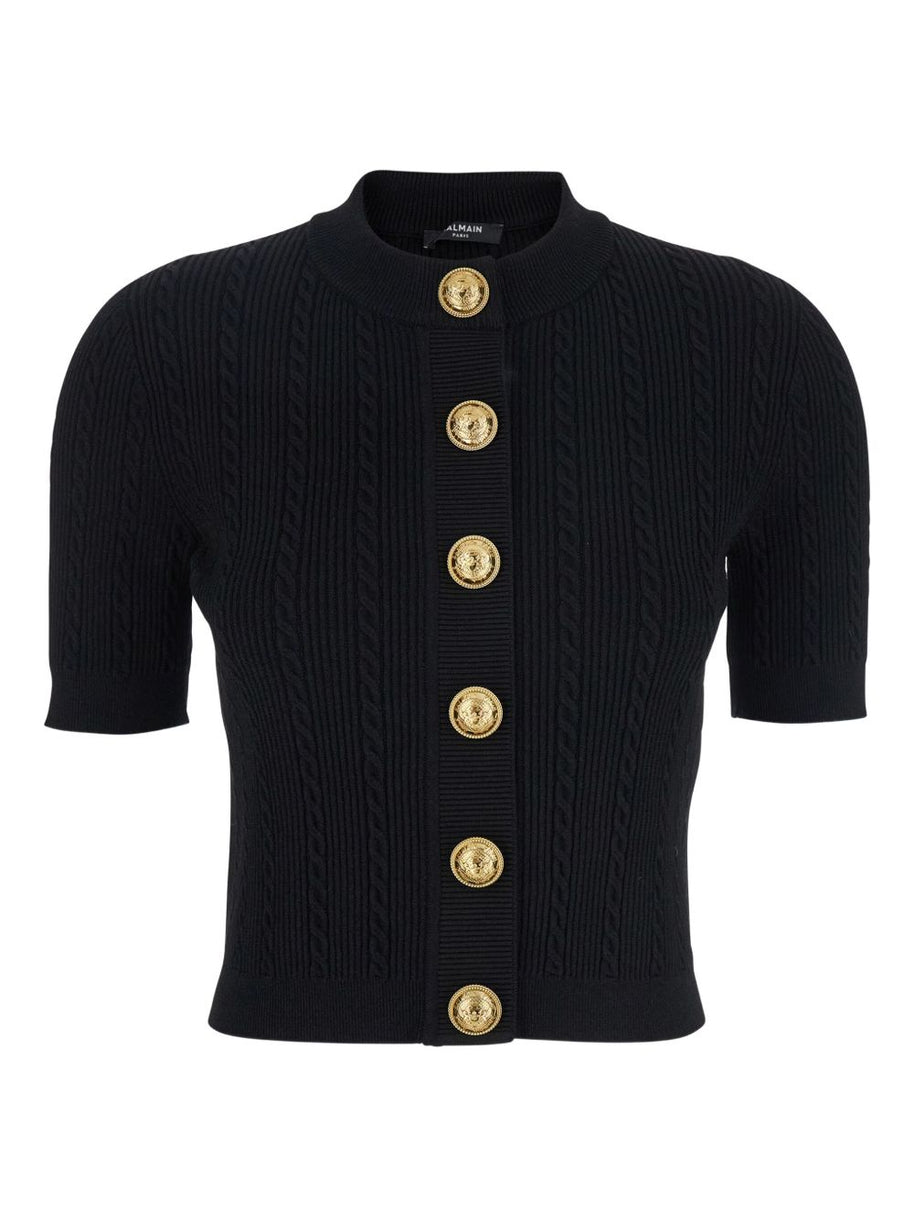 Balmain  Crewneck Cardigan - Black