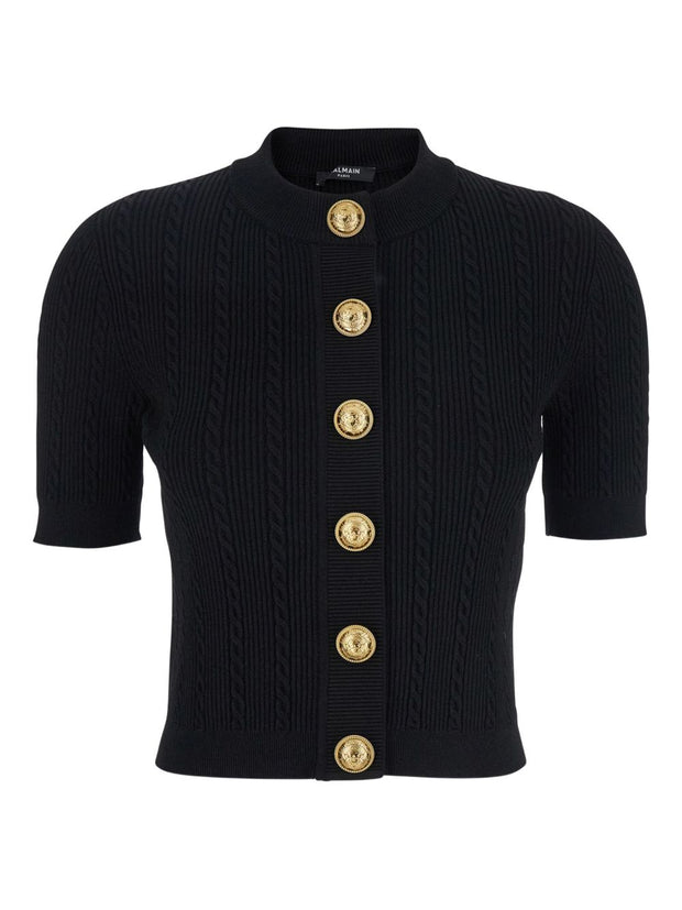 Balmain  Crewneck Cardigan - Black