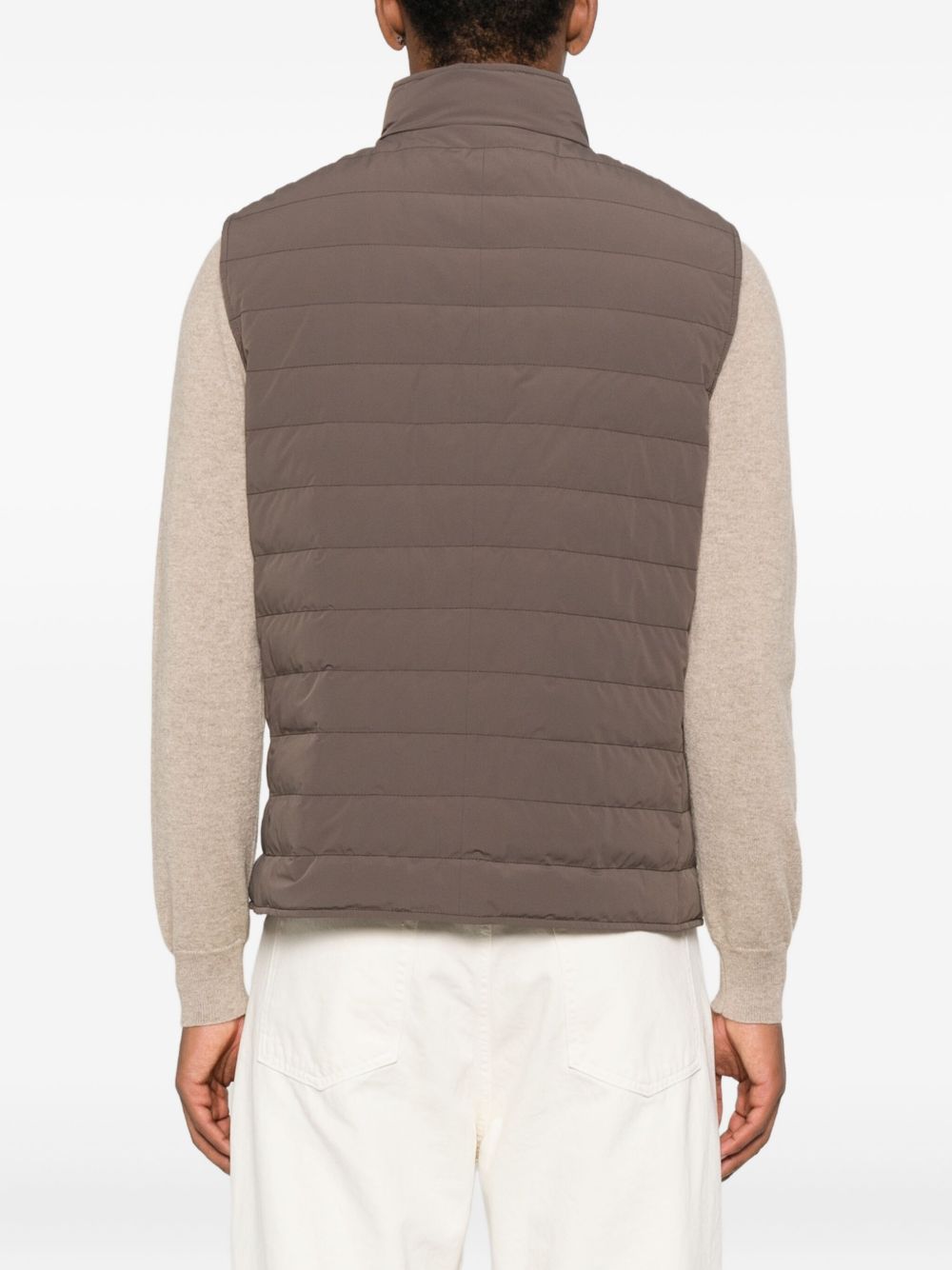 Brunello Cucinelli Nylon Down Vest Jacket - Brown