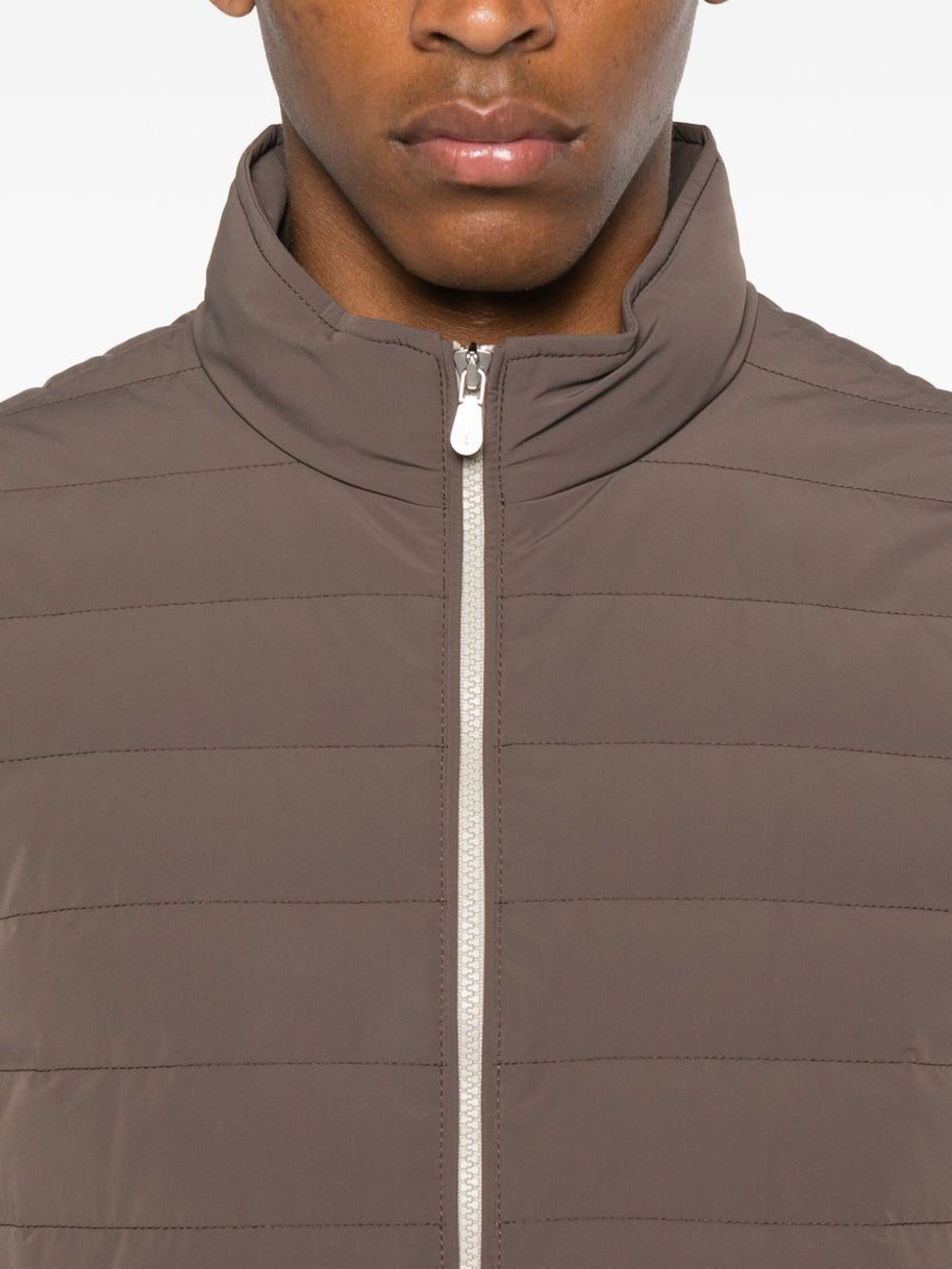 Brunello Cucinelli Nylon Down Vest Jacket - Brown
