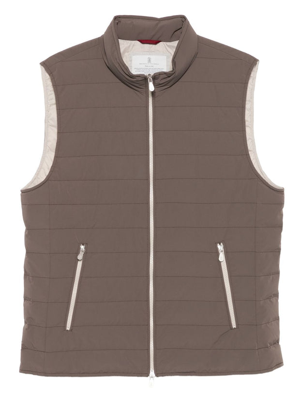 Brunello Cucinelli Nylon Down Vest Jacket - Brown