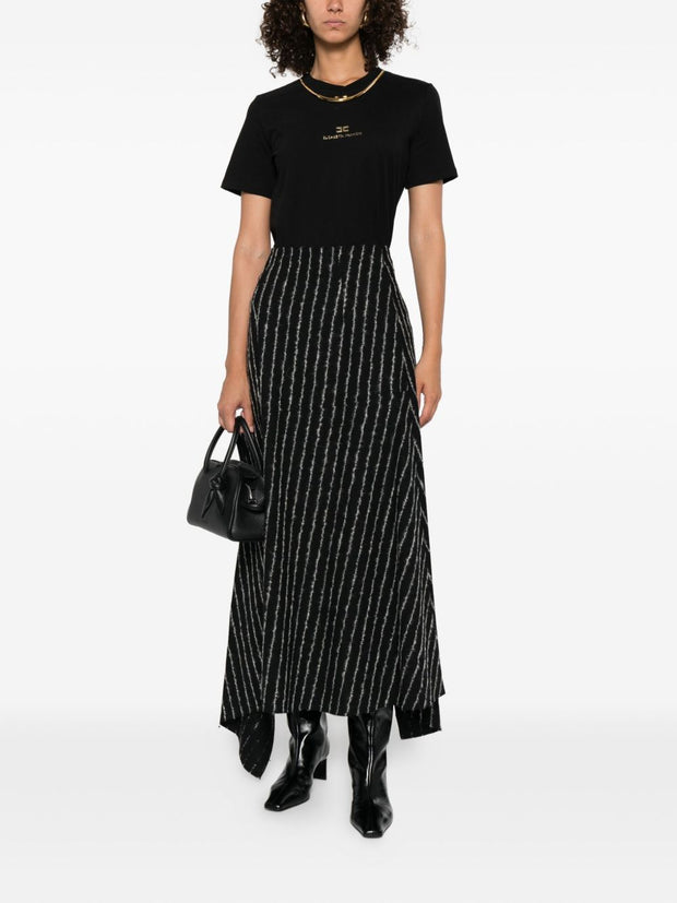 Elisabetta Franchi Logo Cotton T-shirt - Black