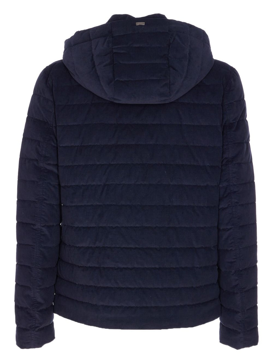 Herno Corduroy Short Down Jacket - Blue