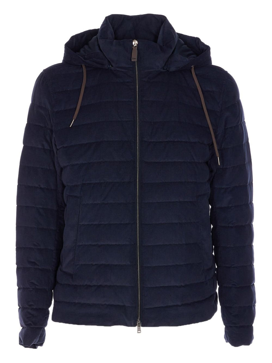 Herno Corduroy Short Down Jacket - Blue