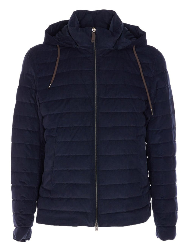 Herno Corduroy Short Down Jacket - Blue