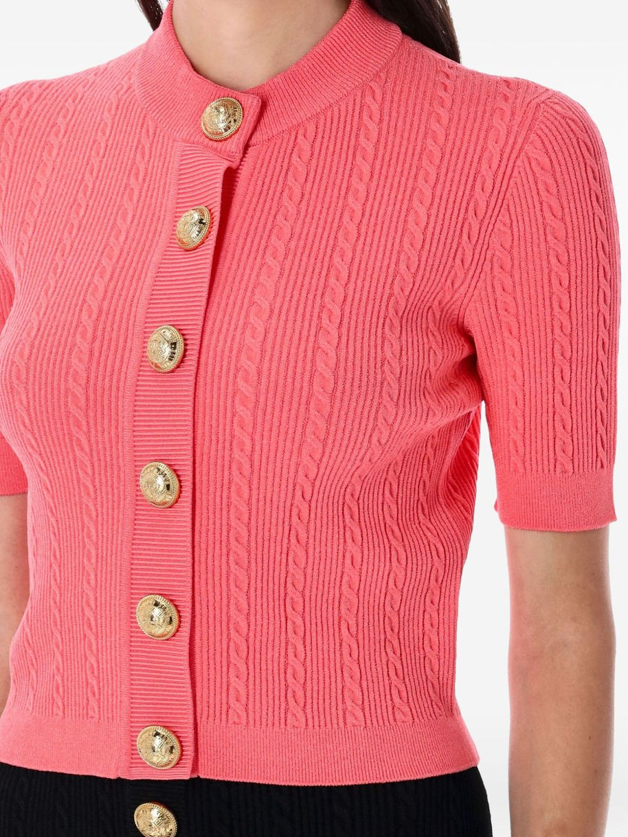 Balmain Crewneck Cardigan - Orange
