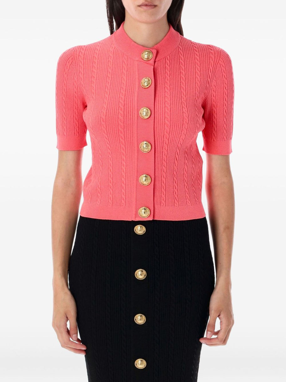 Balmain Crewneck Cardigan - Orange