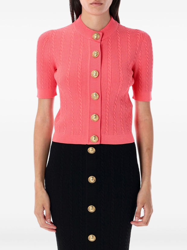 Balmain Crewneck Cardigan - Orange