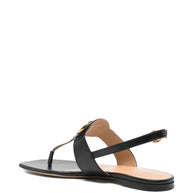 Valentino Garavani VLogo Signature Leather Thong Sandals - Black