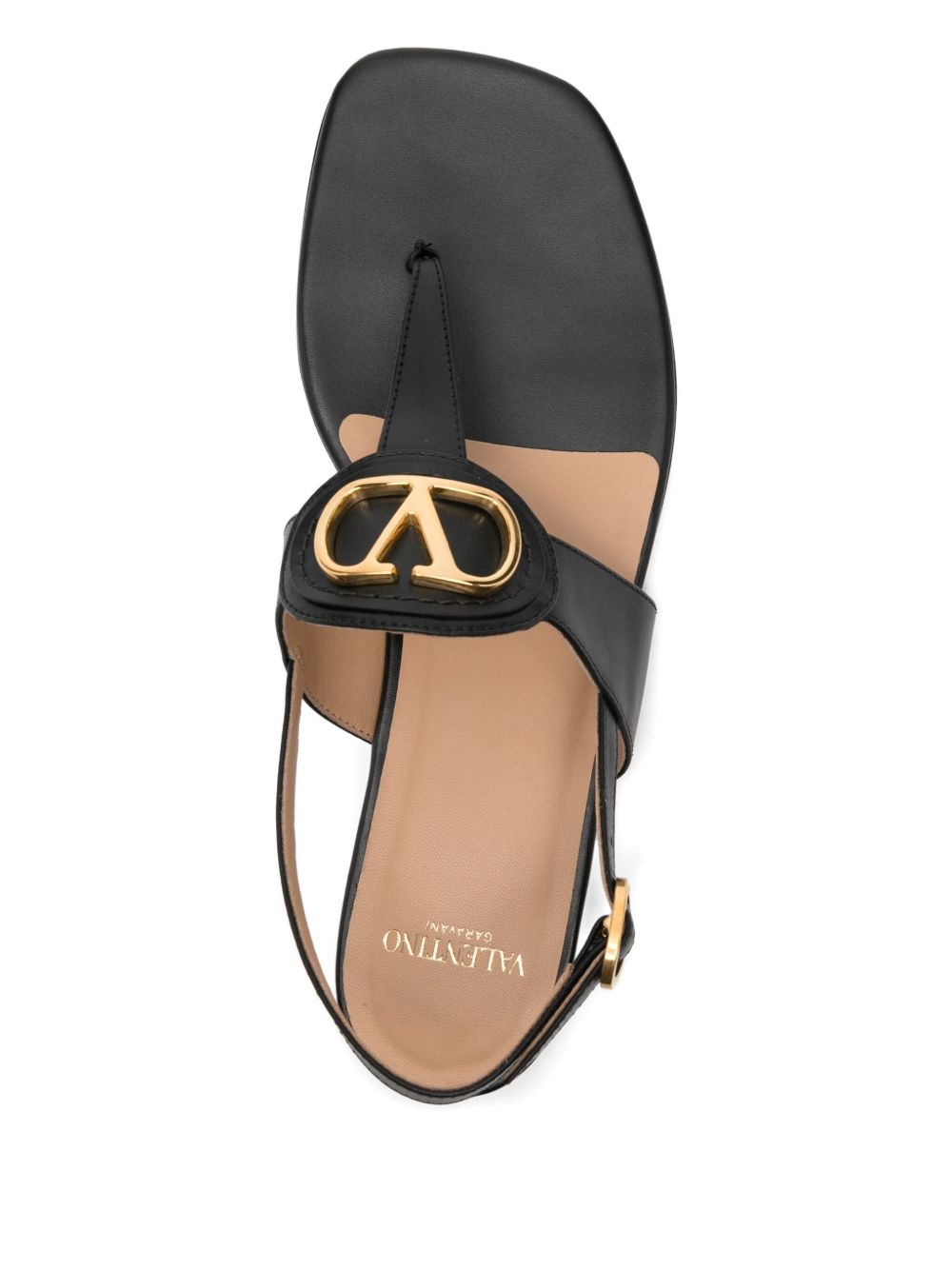 Valentino Garavani VLogo Signature Leather Thong Sandals - Black