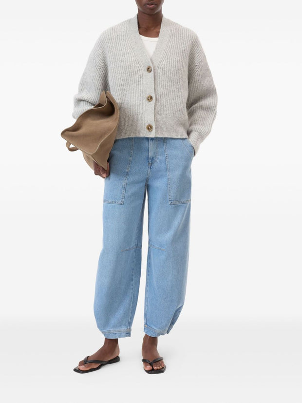 Closed V-neck Cardigan Light Grey