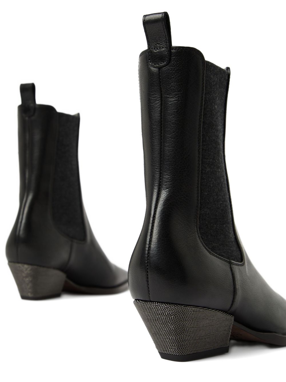Brunello Cucinelli Cuban Heel Leather Boots - Black