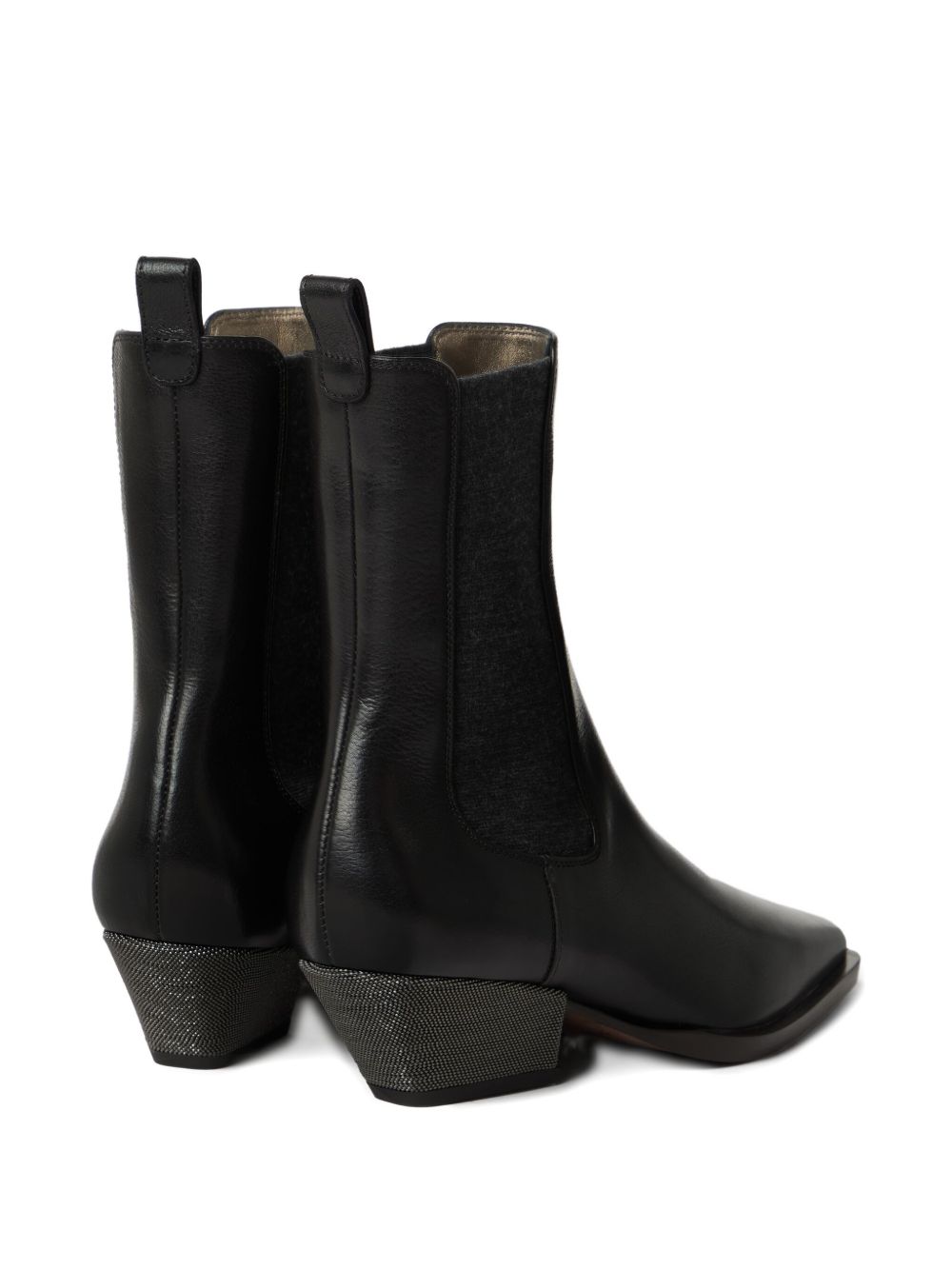Brunello Cucinelli Cuban Heel Leather Boots - Black
