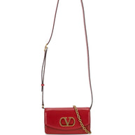 Valentino Garavani Vain Small Leather Clutch Bag - Red
