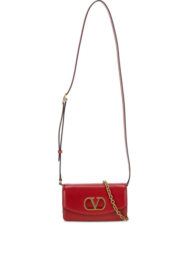 Valentino Garavani Vain Small Leather Clutch Bag - Red