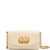 Valentino Garavani VLogo Signature Detail Vain Small Leather Clutch Bag - White