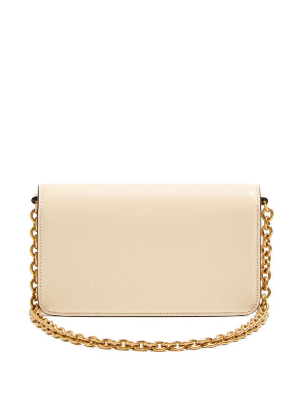 Valentino Garavani VLogo Signature Detail Vain Small Leather Clutch Bag - White
