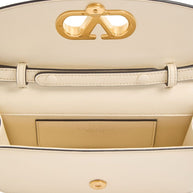 Valentino Garavani VLogo Signature Detail Vain Small Leather Clutch Bag - White