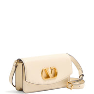 Valentino Garavani VLogo Signature Detail Vain Small Leather Clutch Bag - White