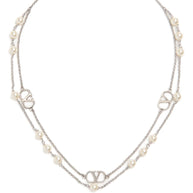 Valentino Garavani VLogo Signature Necklace With Swarowski Pearls - Silver