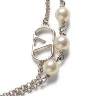 Valentino Garavani VLogo Bracelet With Swarowski Pearls - Silver