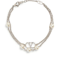 Valentino Garavani VLogo Bracelet With Swarowski Pearls - Silver