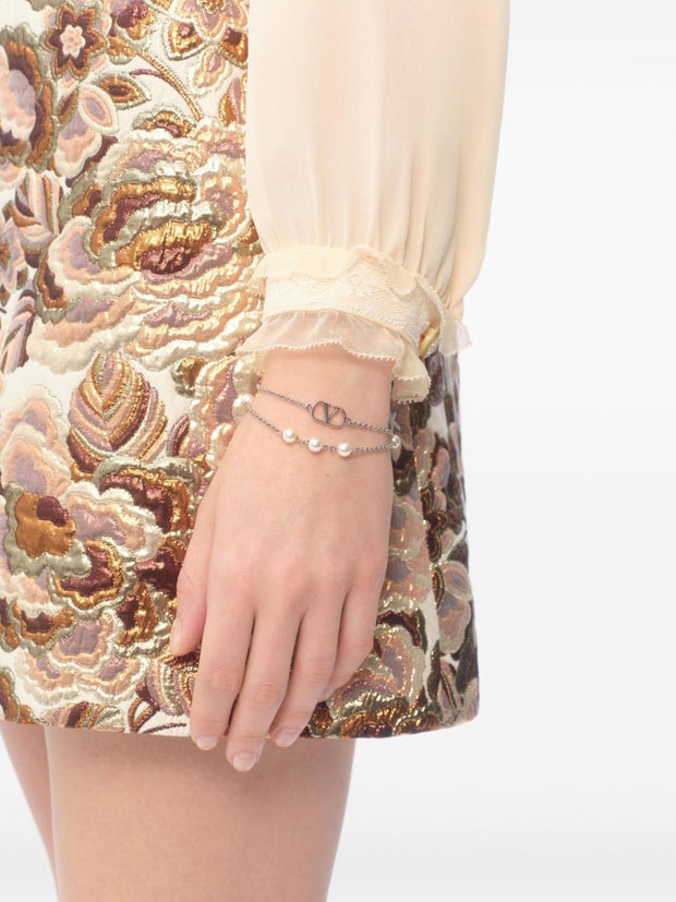 Valentino Garavani VLogo Bracelet With Swarowski Pearls - Silver