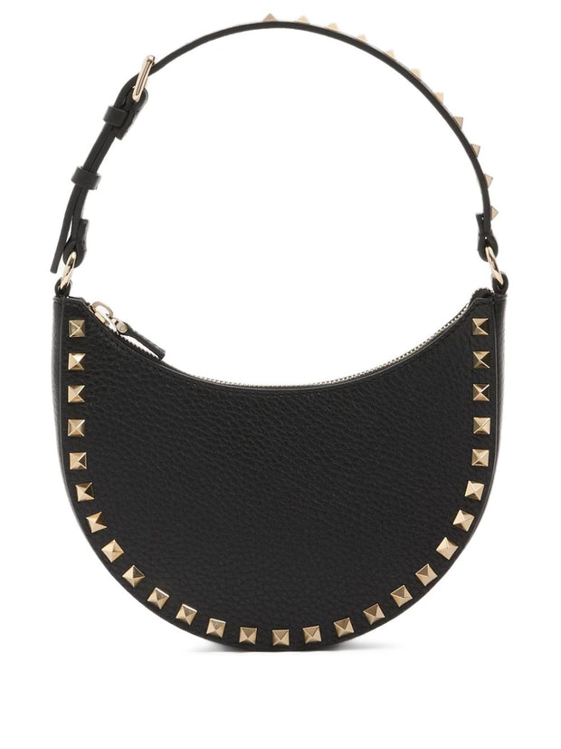 Valentino Garavani Hobo Rockstud Leather Mini Bag - Black
