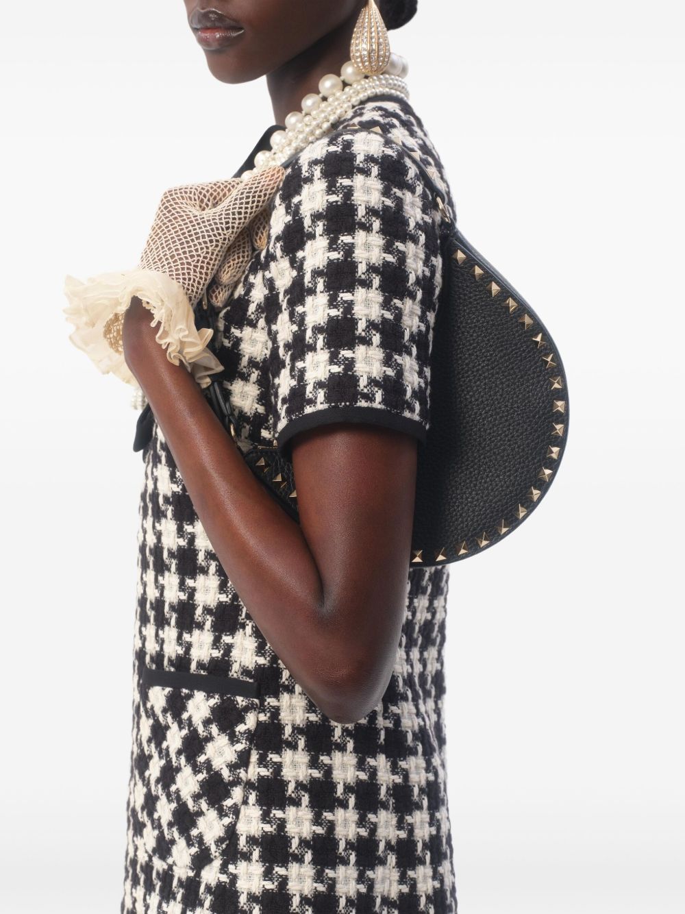 Valentino Garavani Mini Rockstud Hobo Bag In Grainy Calfskin