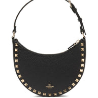 Valentino Garavani Hobo Rockstud Leather Mini Bag - Black