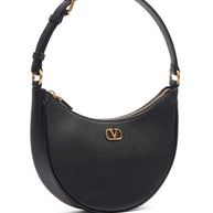 Valentino Garavani VLogo Signature Mini Leather Hobo Bag - Black