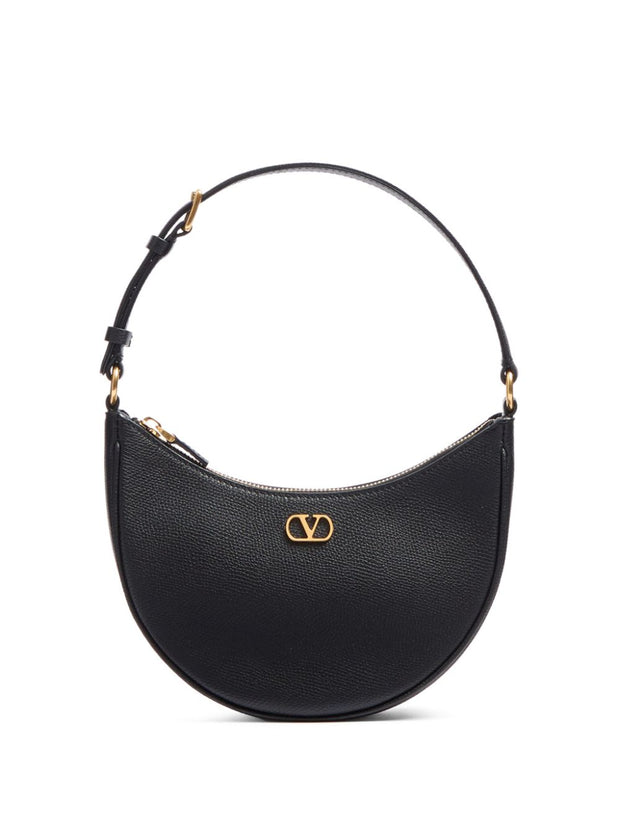 Valentino Garavani VLogo Signature Mini Leather Hobo Bag - Black