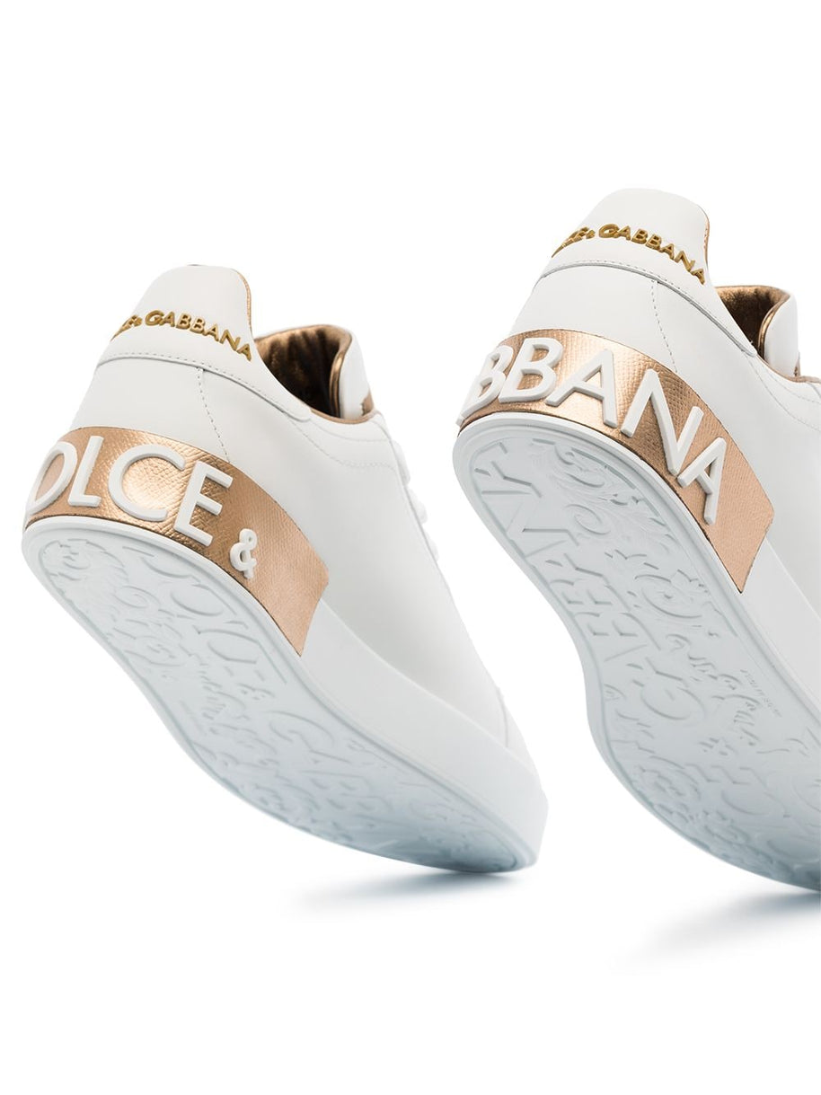 Dolce & Gabbana Portofino Leather Sneakers - Golden
