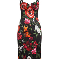 Dolce & Gabbana Flower Print Satin Dress