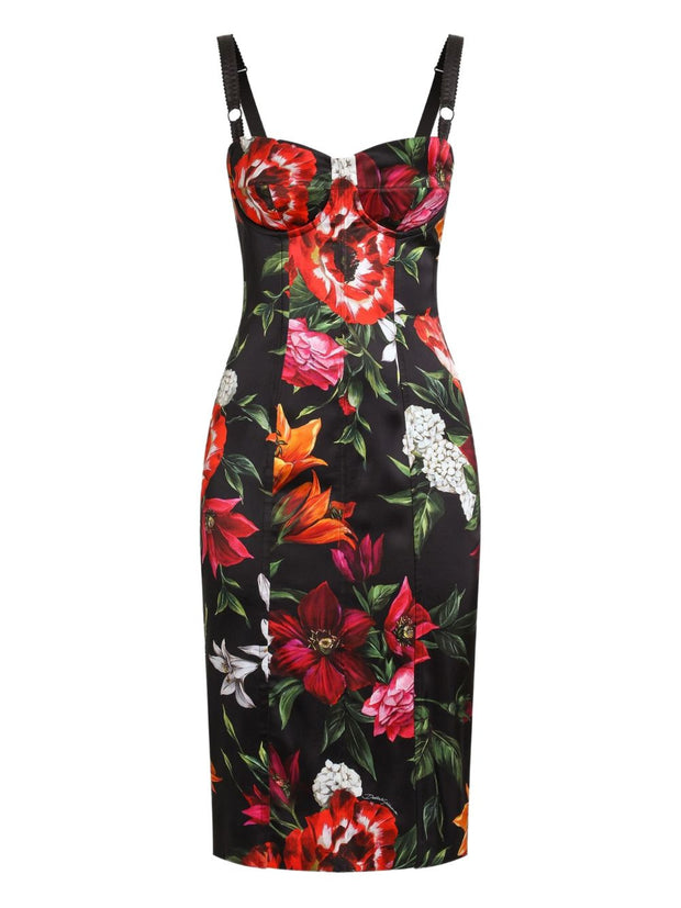 Dolce & Gabbana Satin Printed Dress - Black