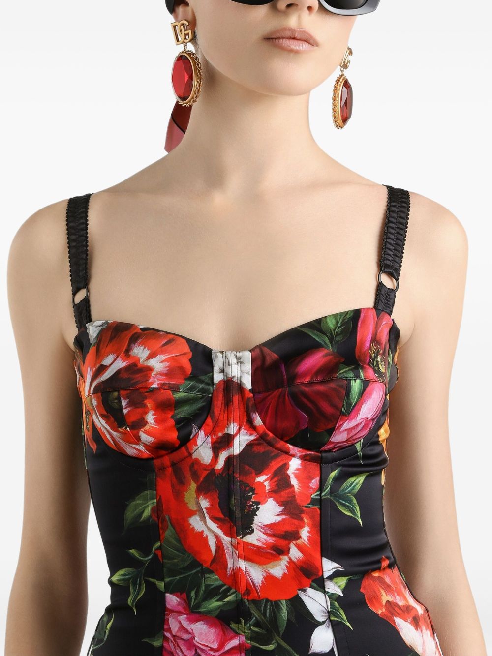 Dolce & Gabbana Flower Print Satin Dress