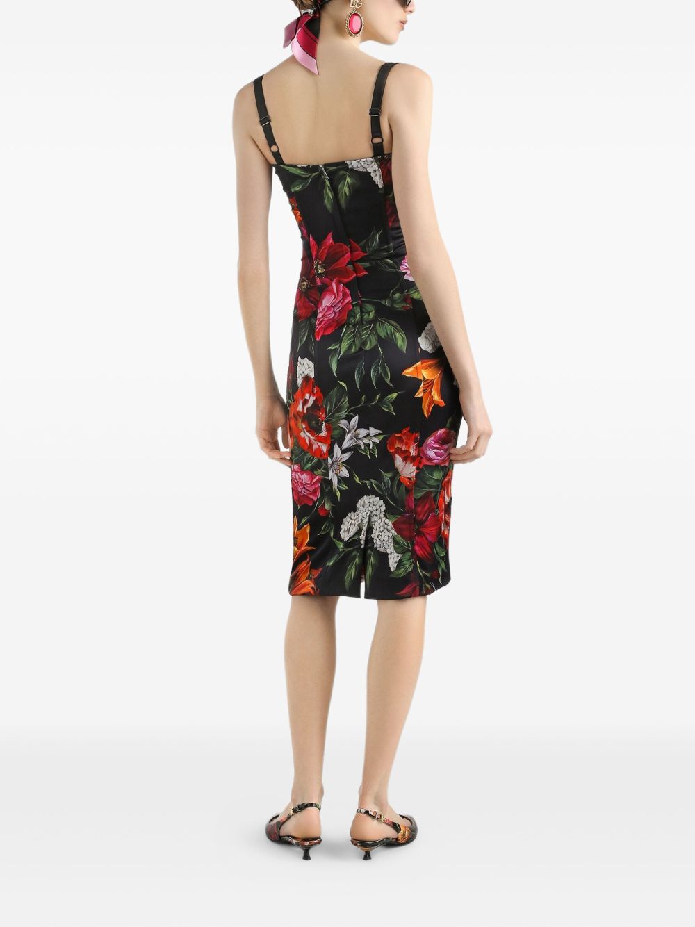 Dolce & Gabbana Flower Print Satin Dress