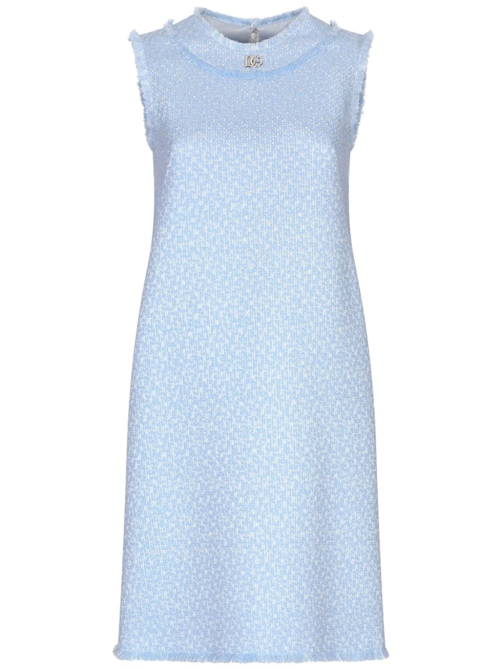 Dolce & Gabbana Sleeveless Raschel Tweed Dress With DG Logo