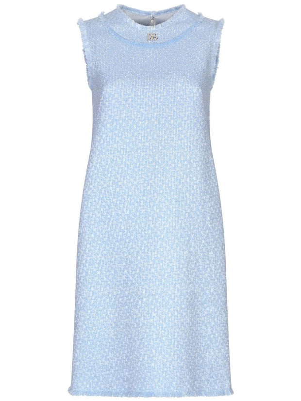 Dolce & Gabbana Sleeveless Raschel Tweed Dress With DG Logo