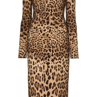 Dolce & Gabbana Off-the-shoulder Leopard Print Midi Dress