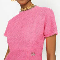 Dolce & Gabbana Rachel Tweed Calf-length Dress With DG Logo