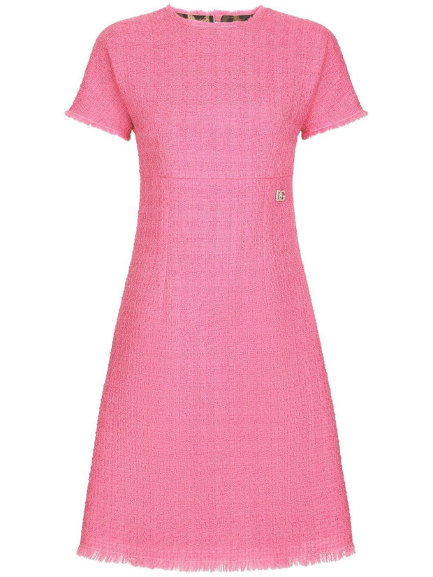 Dolce & Gabbana Rachel Tweed Dress With DG Logo - Pink