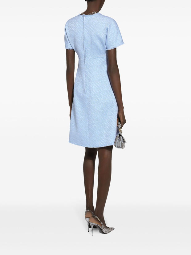 Dolce & Gabbana Rachel Tweed Midi Dress With DG Logo