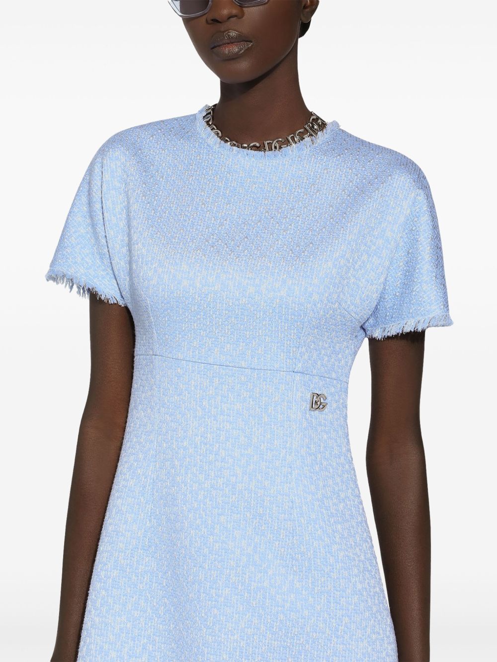 Dolce & Gabbana Rachel Tweed Midi Dress With DG Logo