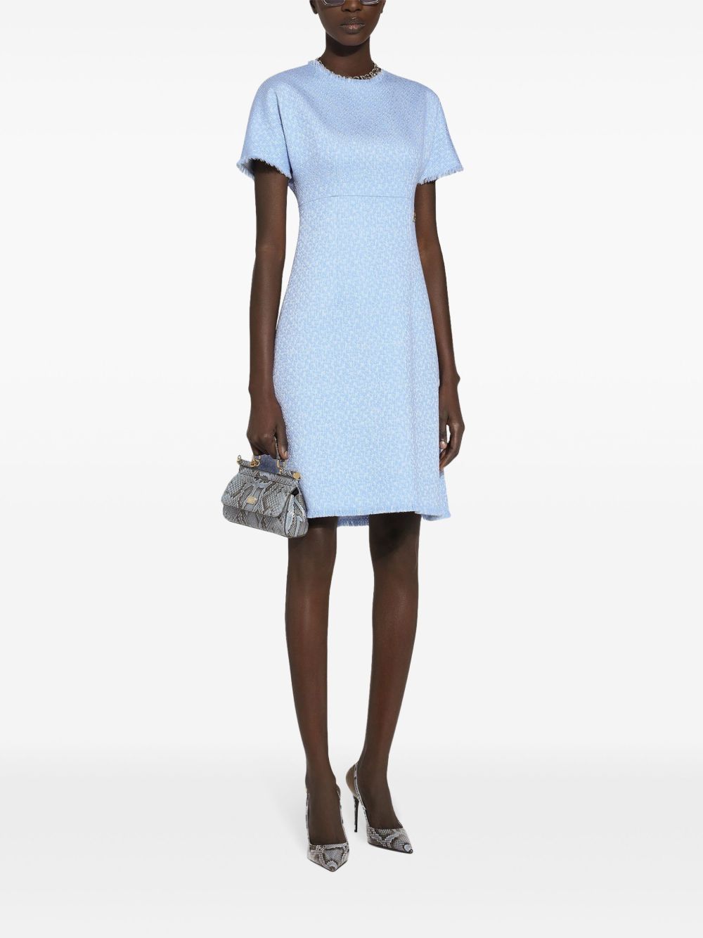 Dolce & Gabbana Rachel Tweed Midi Dress With DG Logo