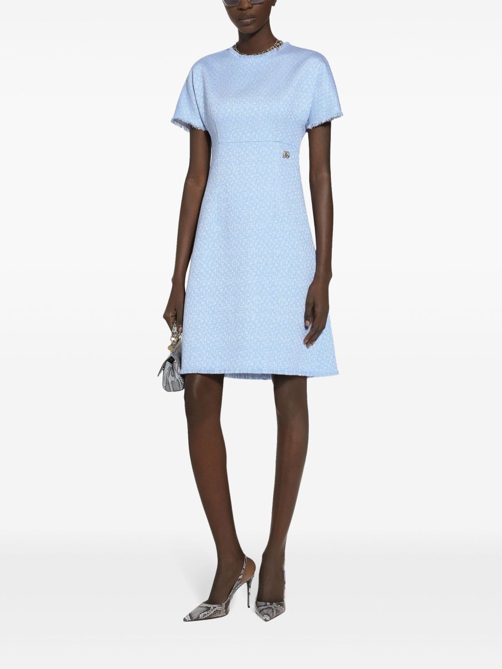 Dolce & Gabbana Rachel Tweed Midi Dress With DG Logo